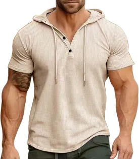 Short Sleeve Hoodies for Men Regular Fit Casual Pullover Tshirts Workout Summer Gym Quick Dry Lightweight Sweatshirts
