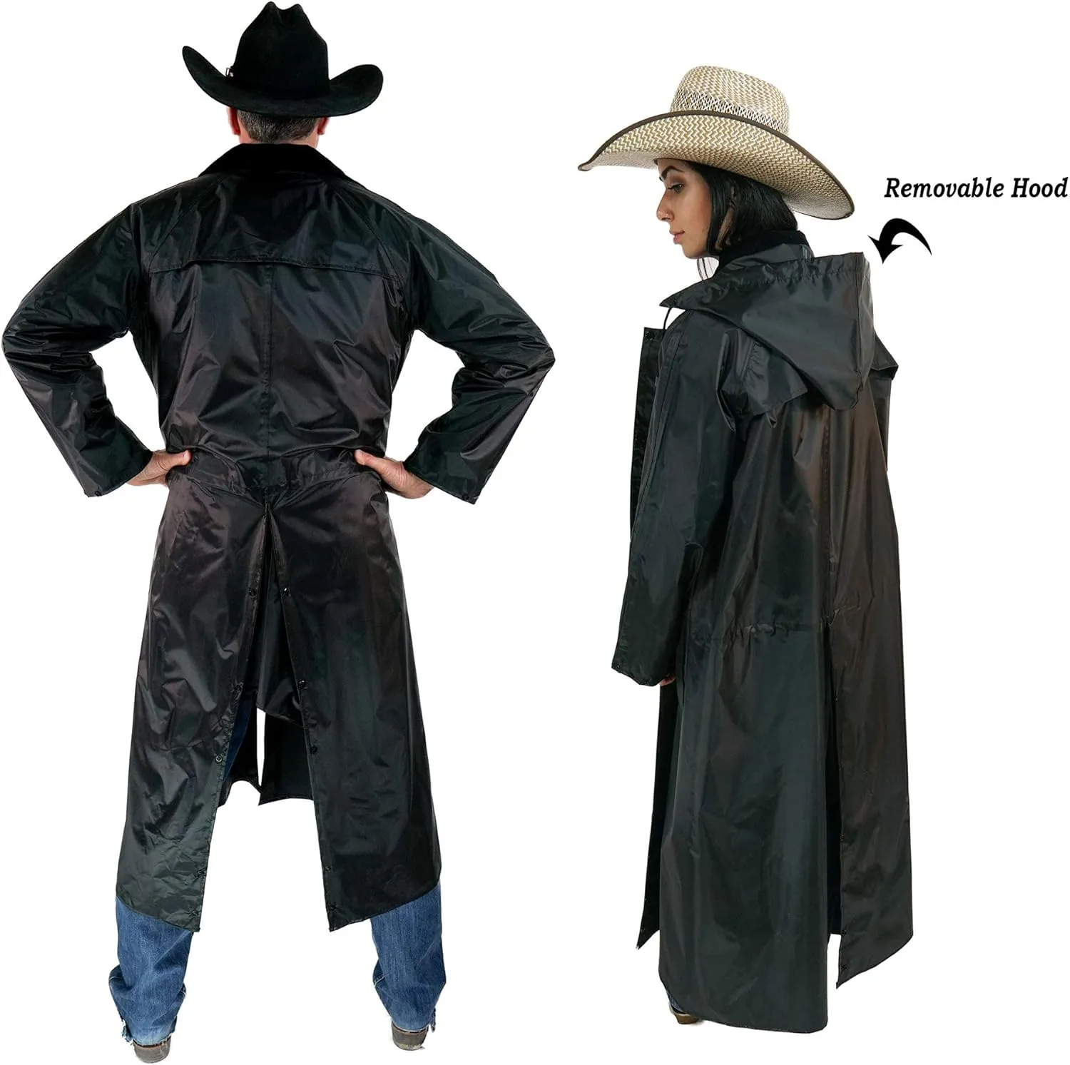 Southwestern Equine American Cowboy Saddle Slicker Rain Coat Duster  100% Waterproof Full Length Unisex