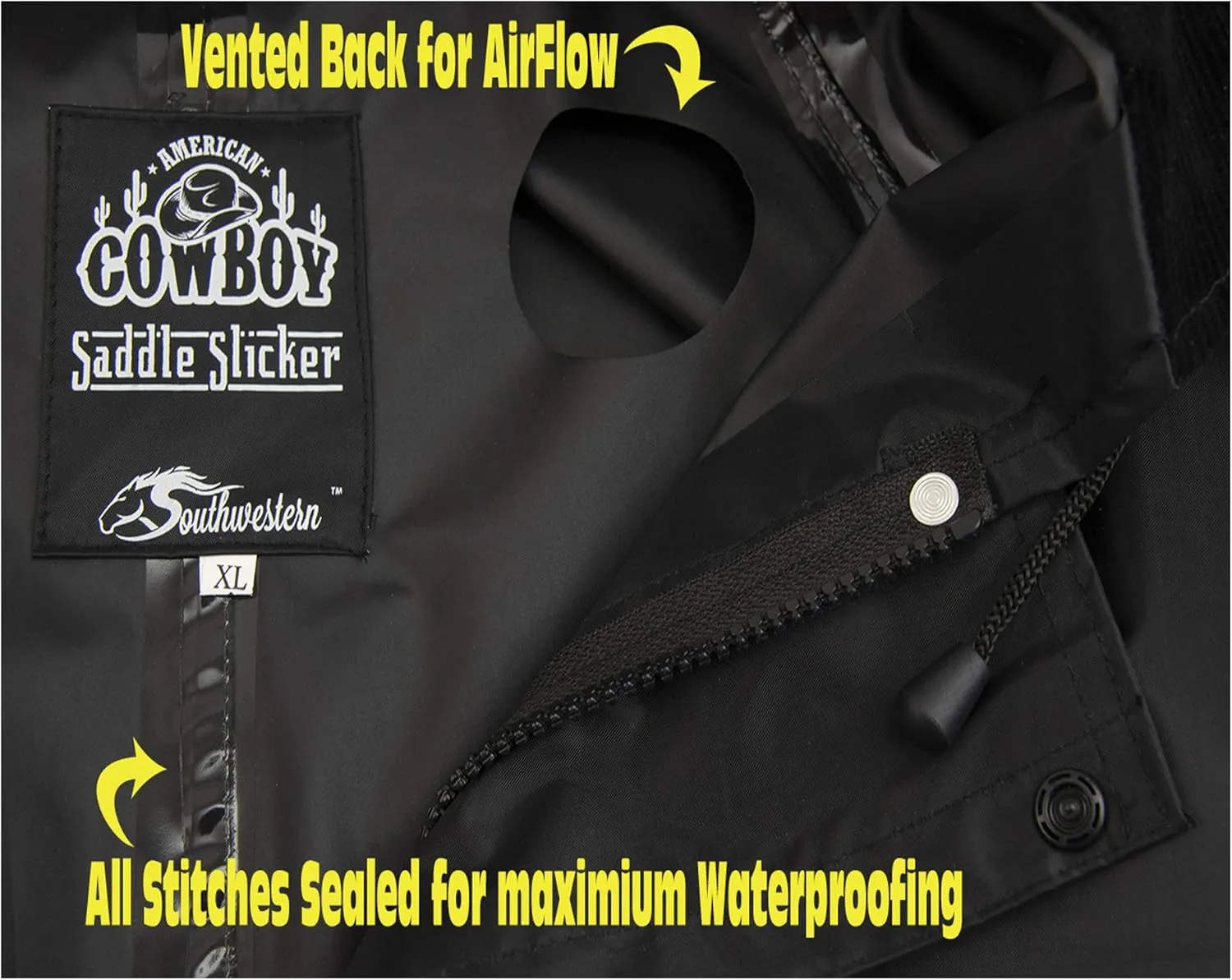 Southwestern Equine American Cowboy Saddle Slicker Rain Coat Duster  100% Waterproof Full Length Unisex