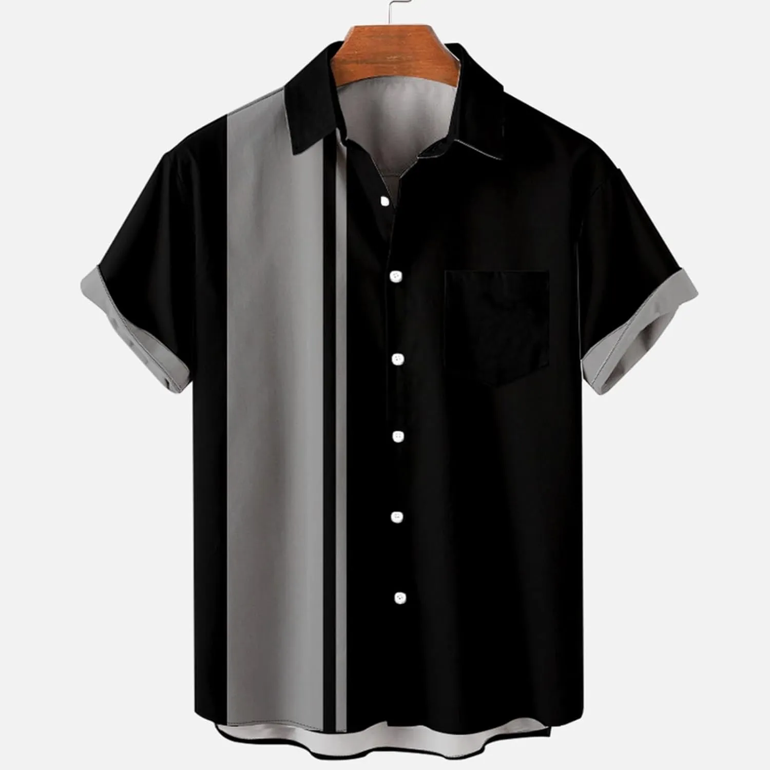 T-Shirts for Men 2023 Casual Stylish Cuban Guayabera Button Up Shirt Summer Short Sleeve Color Block Dress Shirts