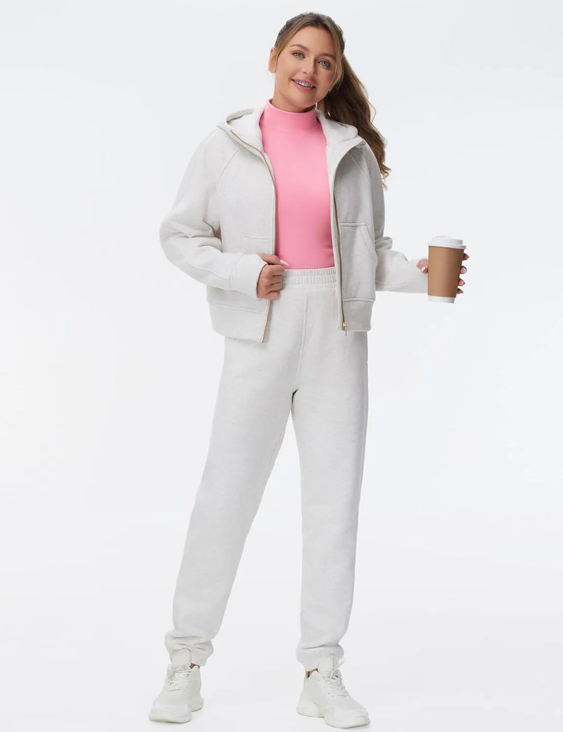 THE GYM PEOPLE Women's Mock Turtleneck Long Sleeve Shirts Fleece Thermal Underwear Pullover Tops with Thumb Hole
