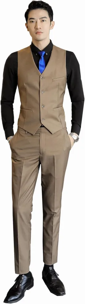 UNINUKOO Mens Suits 2 Piece Formal Suit Vest Pants with Tie Slim Fit Suits for Men Wedding Prom Tuxedo Dress Suit Set