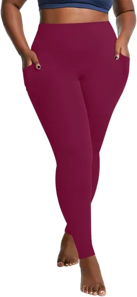 Women's Leggings Plus Size Workout Leggings Tummy Control Leggings with Pockets Stretch Yoga Leggings Athletic Pants
