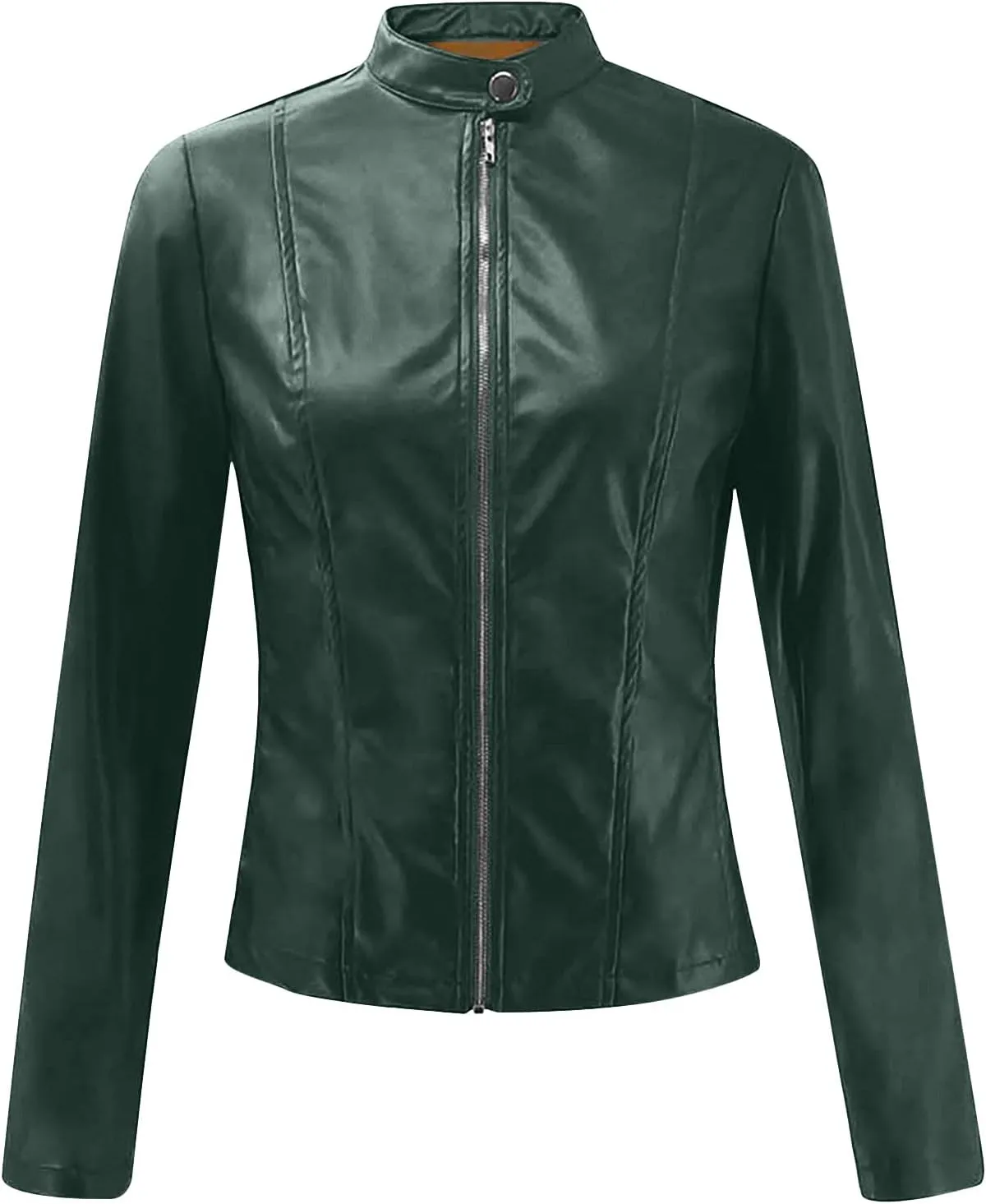Women's Winter Leather Jackets Faux Motorcycle Moto Biker Coat Short Quilted Lightweight Vegan Pu Outerwear
