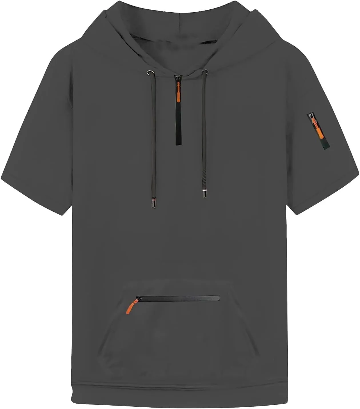 Workout Hoodies for Men Zip Up Short Sleeve Slim Fit Pocket Casual Tshirts Pullover Summer Gym Training Muscle Tees