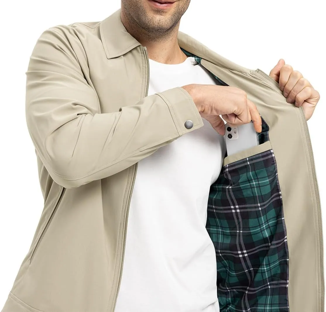YSENTO Men's Light Jackets Lightweight Bomber Jackets Collared Work Golf Windbreakers with Zip Pockets