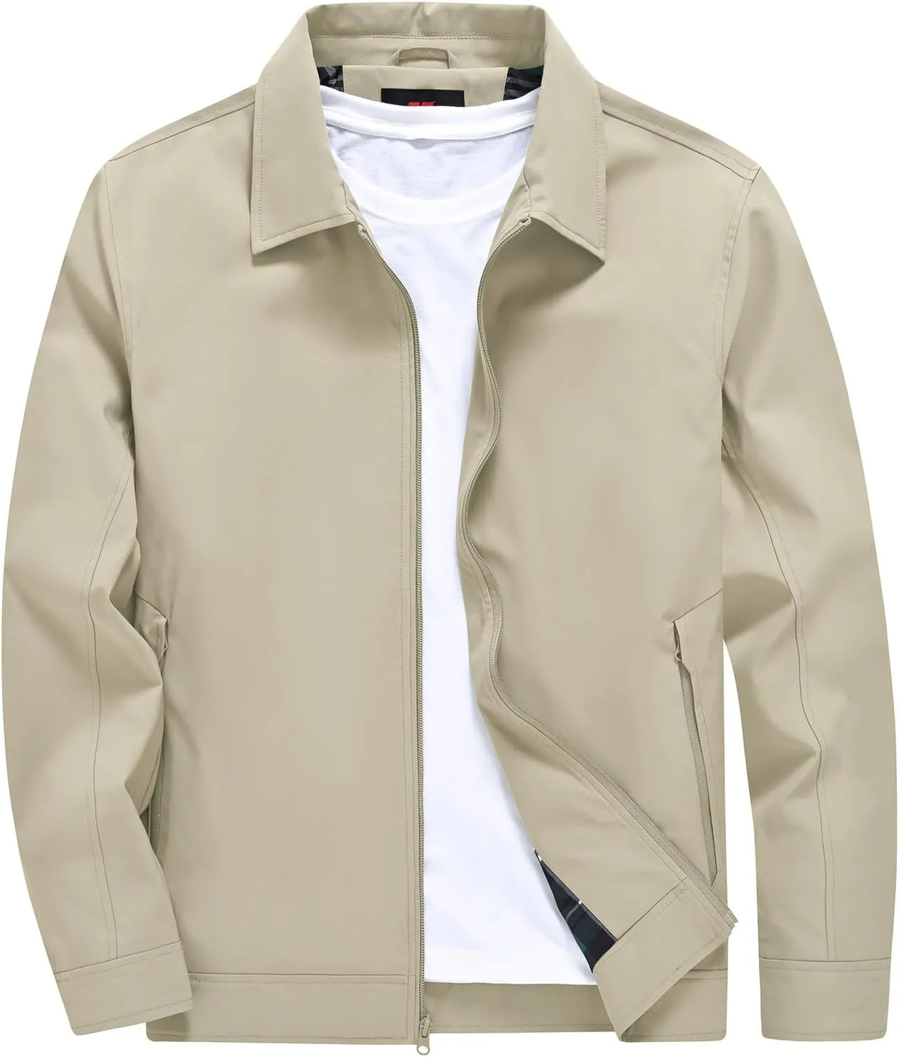 YSENTO Men's Light Jackets Lightweight Bomber Jackets Collared Work Golf Windbreakers with Zip Pockets