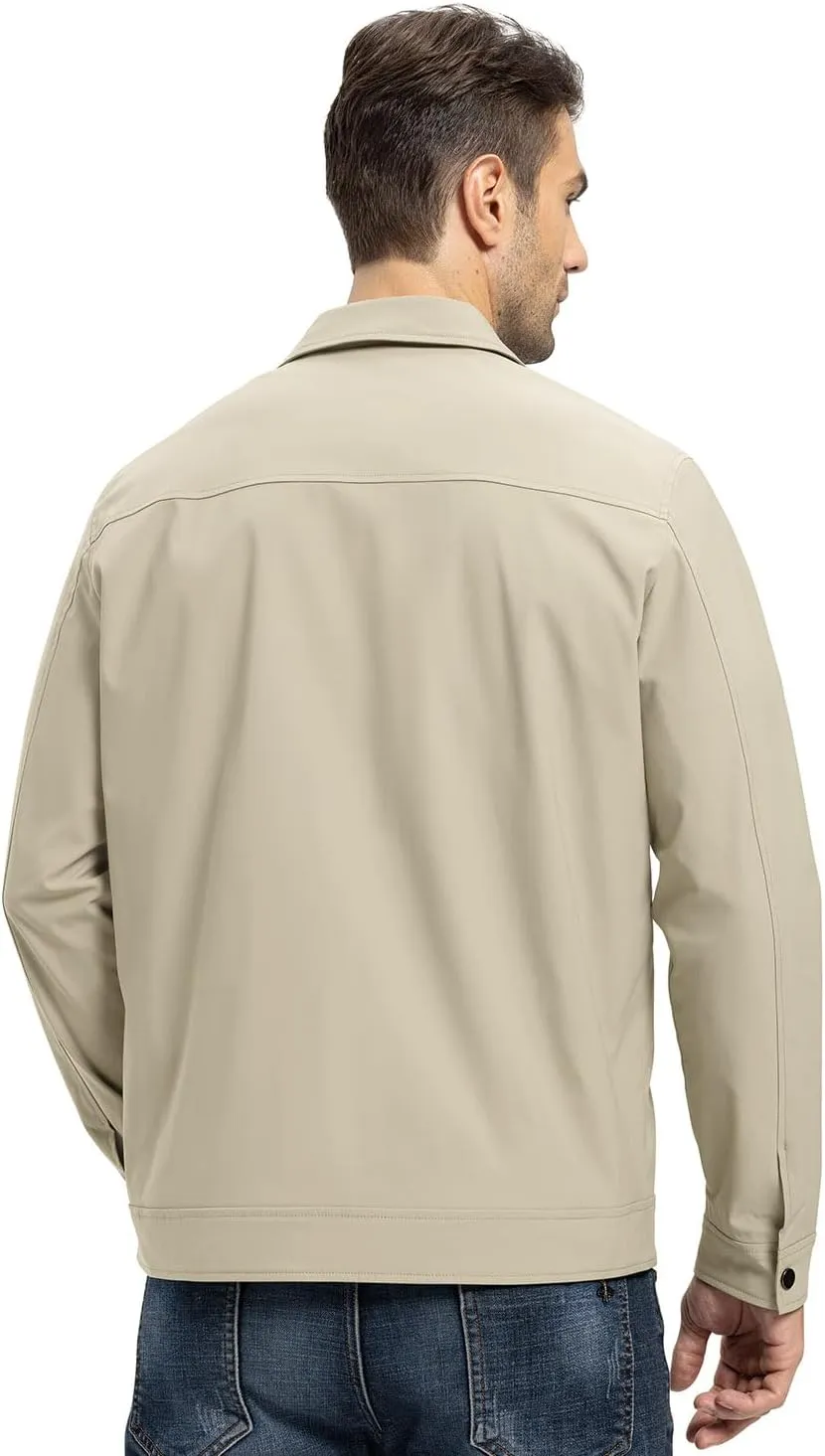 YSENTO Men's Light Jackets Lightweight Bomber Jackets Collared Work Golf Windbreakers with Zip Pockets