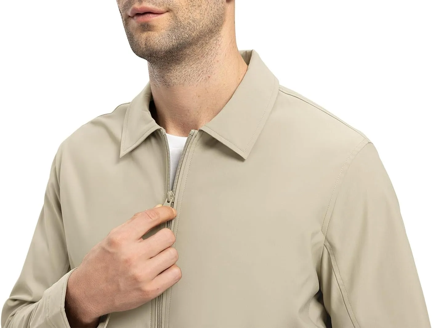 YSENTO Men's Light Jackets Lightweight Bomber Jackets Collared Work Golf Windbreakers with Zip Pockets